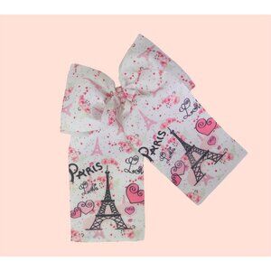Paris  Eiffel Tower Cheer Bow For Girls and Toddler Large Hair Bow Cute Gift NEW